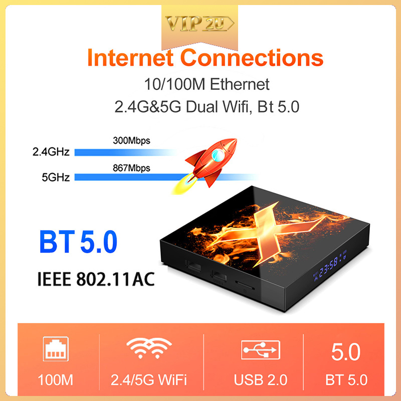 GOOGLE Đầu Tv Box X1 Hệ Điều Hành Android 10 4g 64gb 4k 1080p 2.4g & 5g Wifi Bt5.0