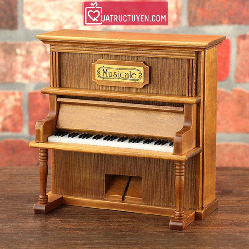 Hộp nhạc Piano gỗ cao cấp cổ điển, tinh xảo - Quà tặng sinh nhật, lưu niệm nghệ thuật