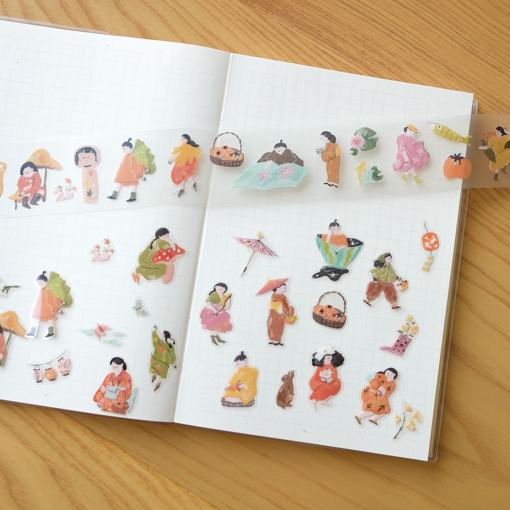 Stickers dạng PET Tape Autumn Fairies 🍂 chiết chu kì 100 cm | teayou shop 🌱