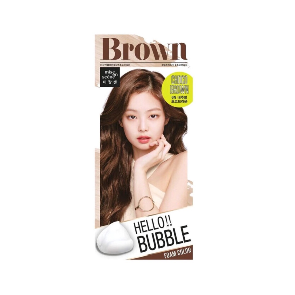 Thuốc Nhuộm Tóc Dạng Bọt Hello Bubble 6N Nâu Socola Mise En Scène Hello Bubble Foam Color #6N Choco Brown