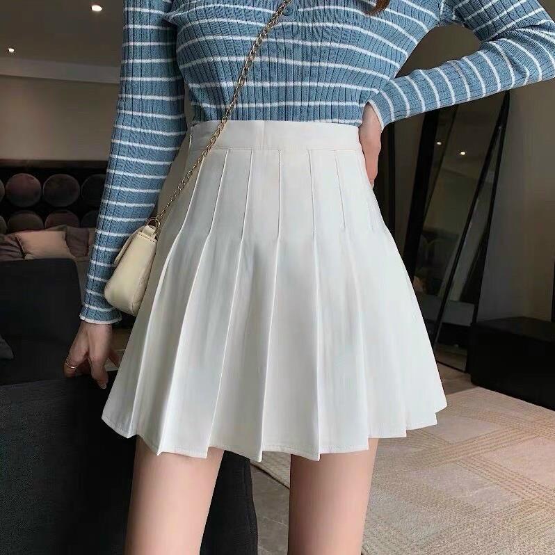 Mã SRMA8645 giảm 50%-Chân váy Tennis Xếp ly chất Dày dặn Siêu ấm vải Vitex có Khóa kéo Lưng cao phong cách Ulzzang