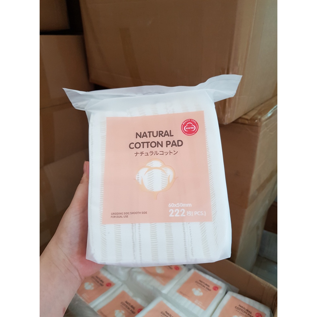 Bông tẩy trang 222 miếng Natural Cotton Pad mẫu mới siều mềm, siêu dày