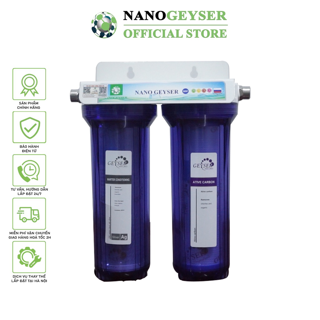 Bộ lọc thô đầu nguồn Nano Geyser dùng cho nước sinh hoạt, Xử lý nước nhiều bùn đất, Nước có độ cứng cao