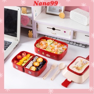 💖Hộp Đựng Cơm[Kèm Muỗng Nĩa] 2 Tầng 3 Ngăn