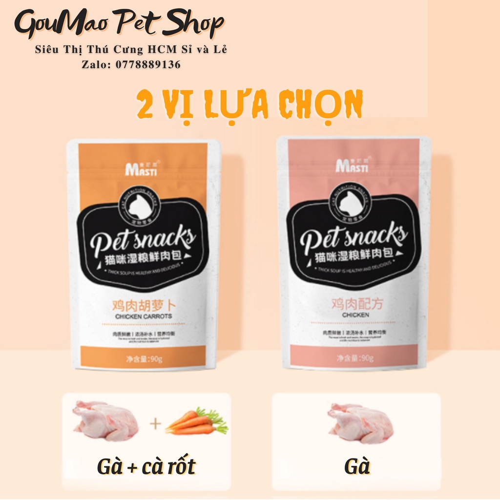 [Mã PET50K giảm Giảm 10% - Tối đa 50K đơn từ 250K] Đồ ăn nhẹ, súp thưởng Pet Snacks cho mèo - Masti 90g