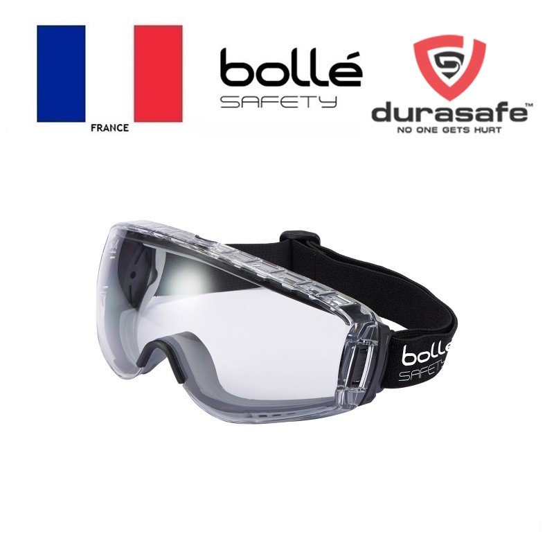 Kính BOLLE 1689110 Pilot 2 Safety Goggle (có thể đeo ngoài kính cận, phủ Platinum chống đọng sương, chống trầy xước)