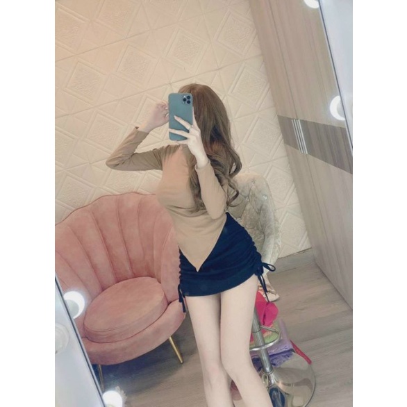 SET ÁO TAY DÀI VẠT CHÉO VÀ CHÂN VÁY RÚT CÓ BIGSIZE