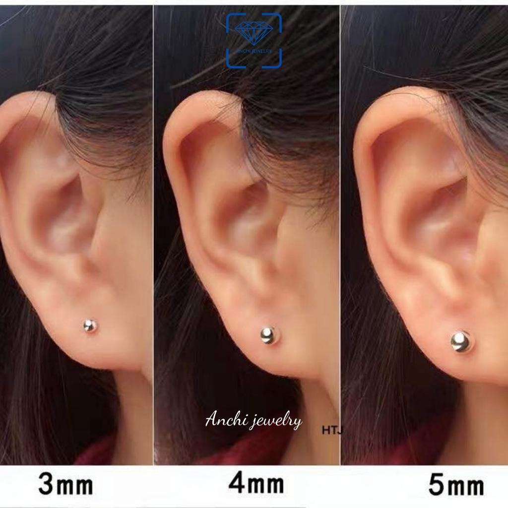 Khuyên tai bi bạc 2mm - 5mm, chuẩn bạc ý 925 cao cấp - Anchi jewelry