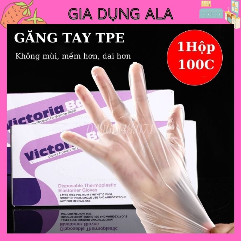 Găng Tay Siêu Dai Làm Bếp Nấu Ăn TPE Đa Năng (Hộp 100 Chiếc), Gang Tay Kiêm Bao Tay Làm Bánh