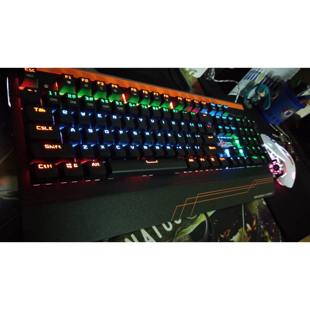 Bàn Phím cơ Tailun K006 cũ LED RGB chuyên phòng gamenet có kê tay giá rẻ _Blue switch thay nóng trực tiếp