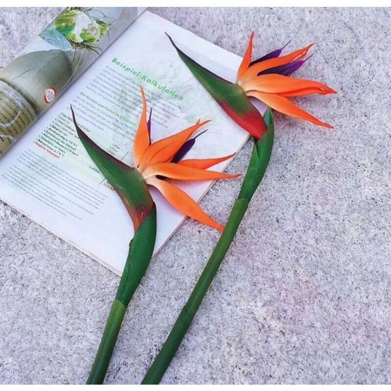 Hoa Giả - Cành Hoa Thiên Điểu Cao Su To dài 80cm derco trang trí cực sang chảnh,hàng đepj và sẵn kho