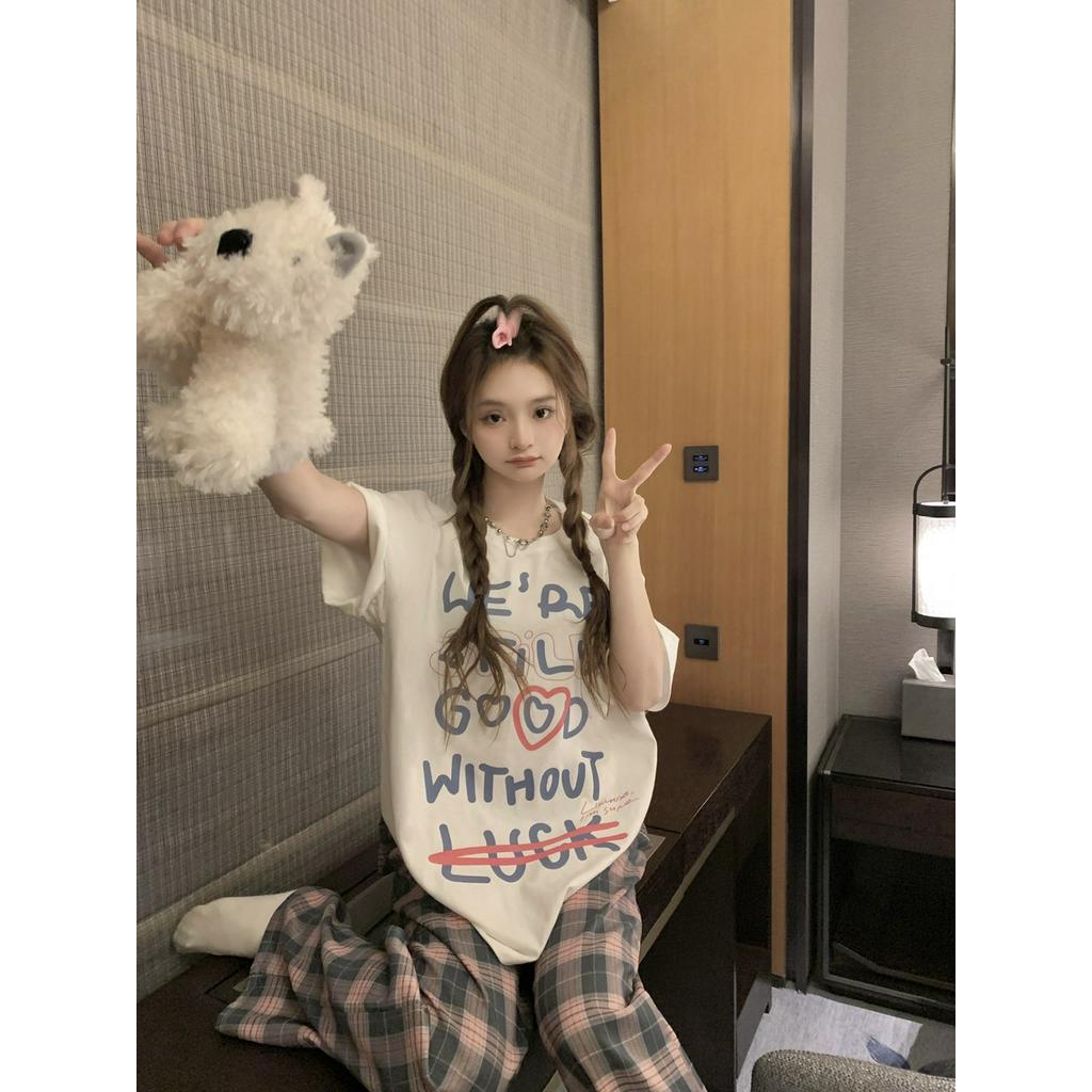 Bộ Áo Thun In Chữ Phối Quần Dài Ôm Dáng Thời Trang 63483