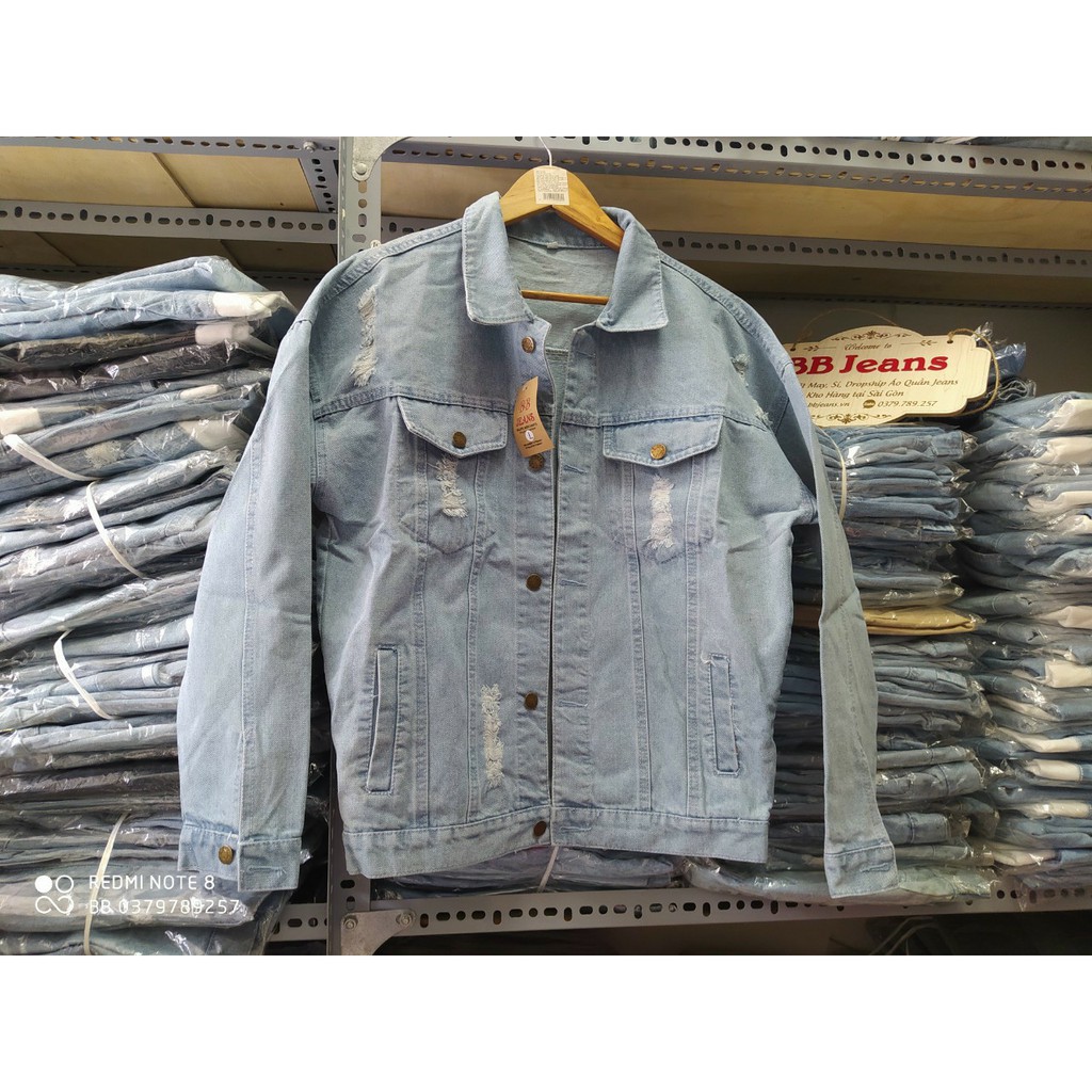 Áo Khoác Jean Nam Nữ Đen, Xanh Rách Unisex Đẹp Phong Cách 2021Chiwawa shop