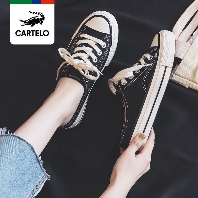Giày Thể Thao canvas Hở Gót Không Gót Phong Cách Hàn Quốc Mới 2021 Dành Cho Nữ