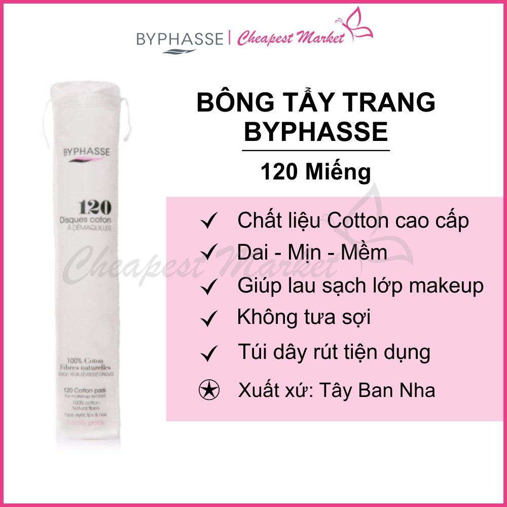 Bông Tẩy Trang Byphasse Gói 120 miếng