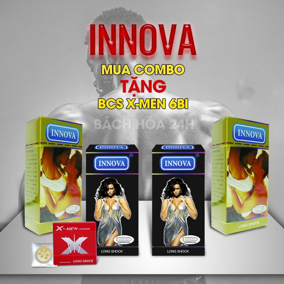 [Combo 4 Hộp] Bao Cao Su Innova Vàng & Đen (Hộp 12c) +Tặng Bcs 6 Bi Kéo Dài Thời Gian QH, Nhập Khẩu Chính Hãng 1OO%