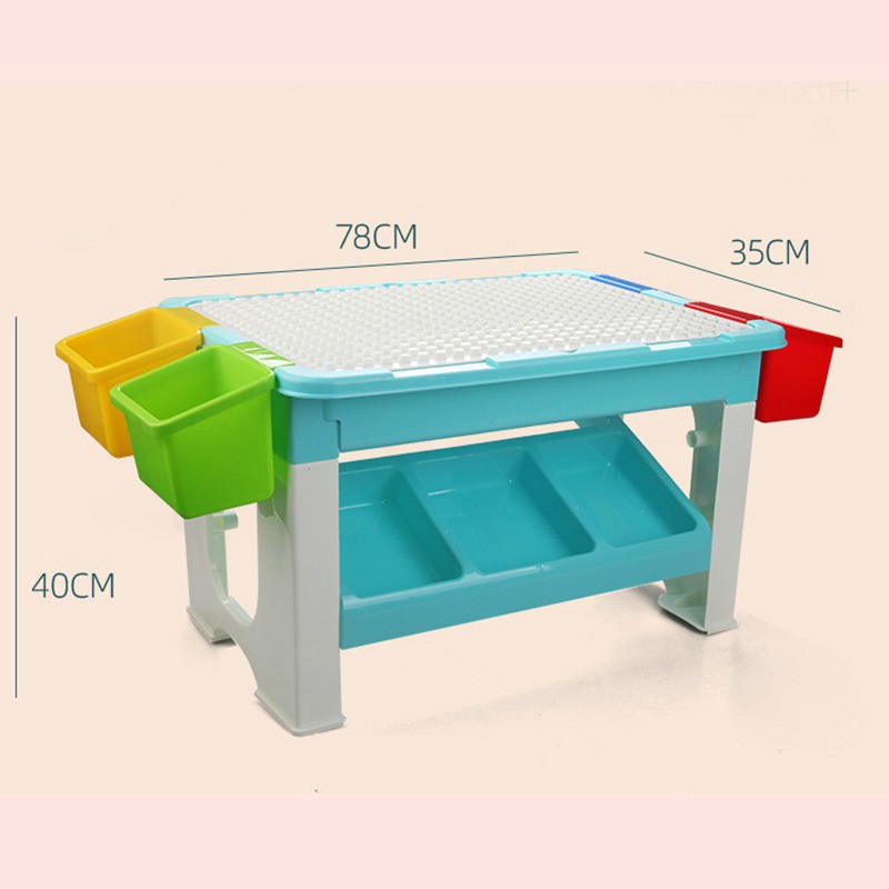 ❤ Kids Activity Table With 69/300 Pcs Big Building Blocks Compatible Dupoled Educational Children Table Large Block Toys For Girl Boy