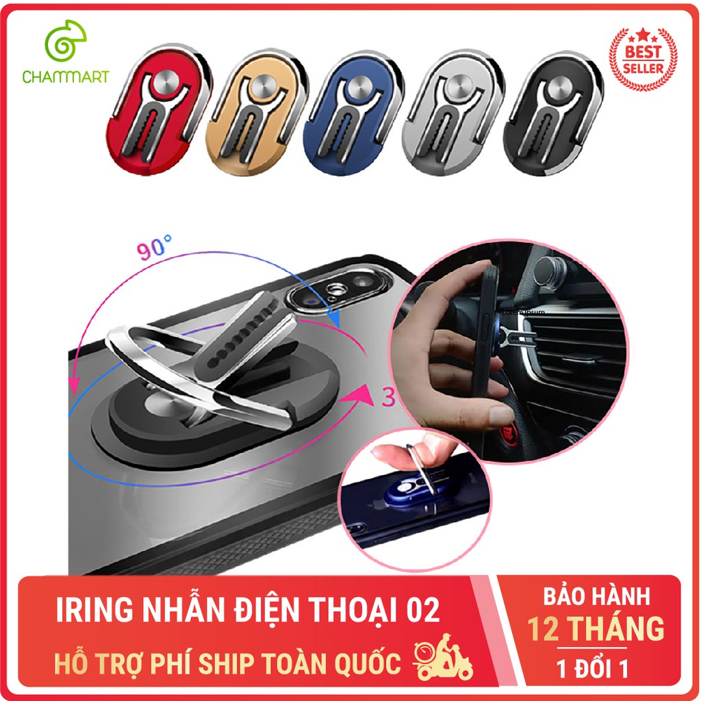 Iring nhẫn điện thoại Hicuckoo Car Holder ring phone móc kẹp chống rơi điện thoại cho xe hơi xoay 360 độ Chammart