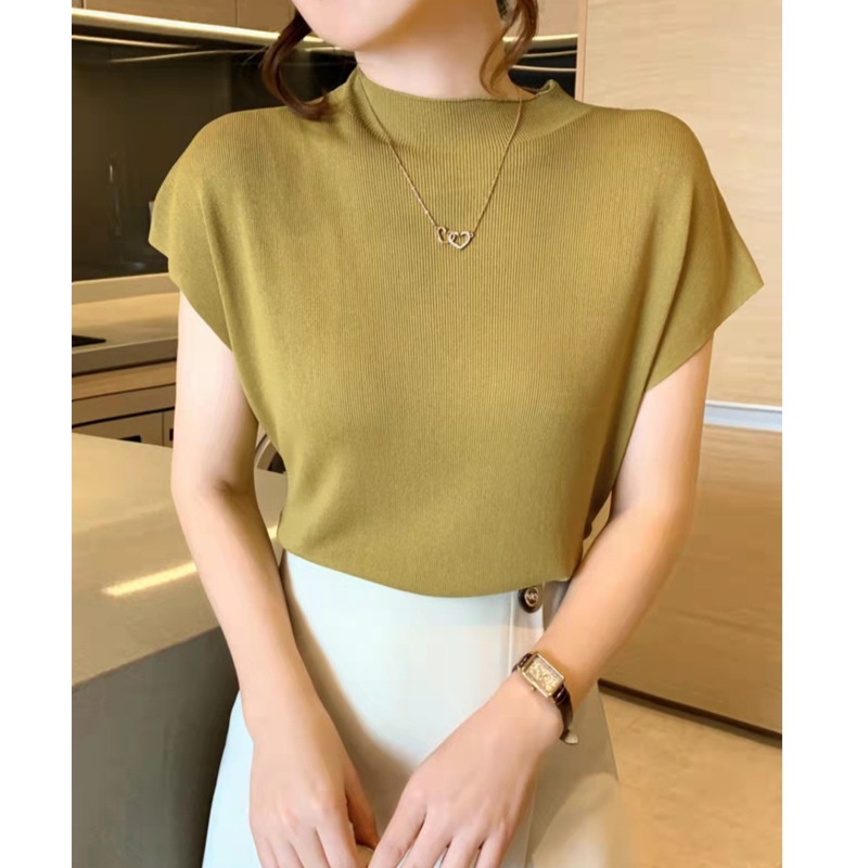 Áo Len Tay Hến Bảng Màu Basic Dễ Phối Đồ Cho Nữ, Áo len Cổ Cao 3p Ngắn Tay Bo Chun Eo Chất Len Mềm Mịn Không Bai Nhão