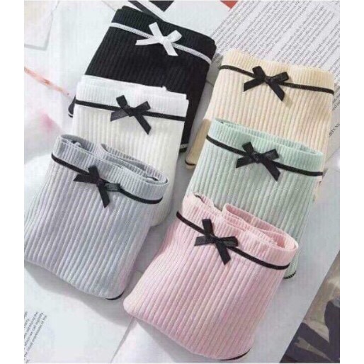 Set 4 quần lót gân tăm đính nơ siêu yêu