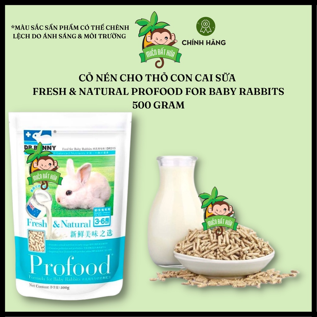 Thức ăn thỏ bọ - Cỏ nén Profood tinh chất sữa cho thỏ con chính hãng Dr.Bunny 500 gram dành cho thỏ