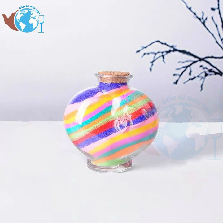 Bình thủy tinh hình trái tim dùng để trang trí đồ handmade, trái tim thủy tinh đựng các loại nước uống, đựng thực phẩm