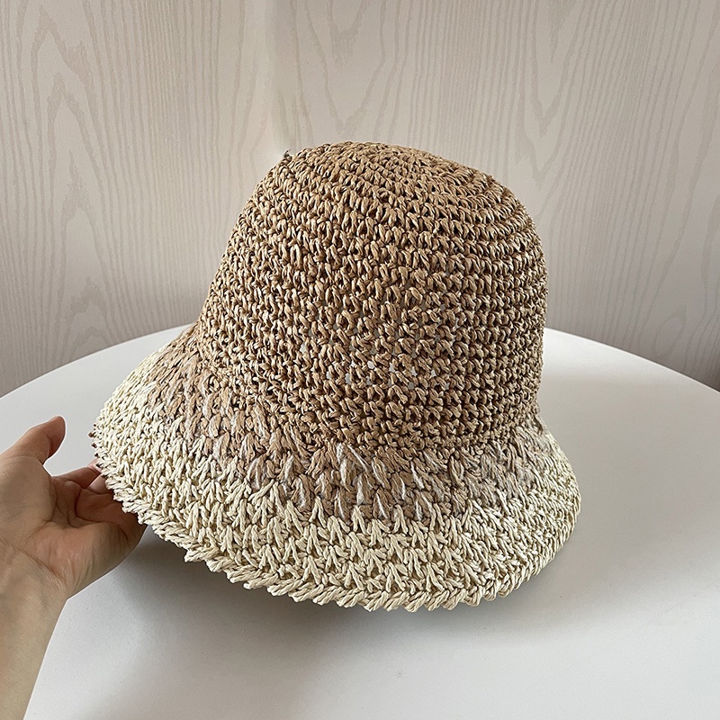 Nón tai bèo đan cói bằng tay màu sắc gradient thời trang mùa hè có thể gấp được dành cho nữ khi đi du lịch