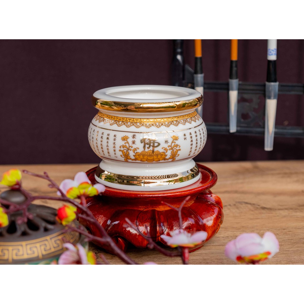 Lư Hương - Bát Hương Sứ Trắng Tâm Kinh Cao Cấp dùng cho thờ cúng