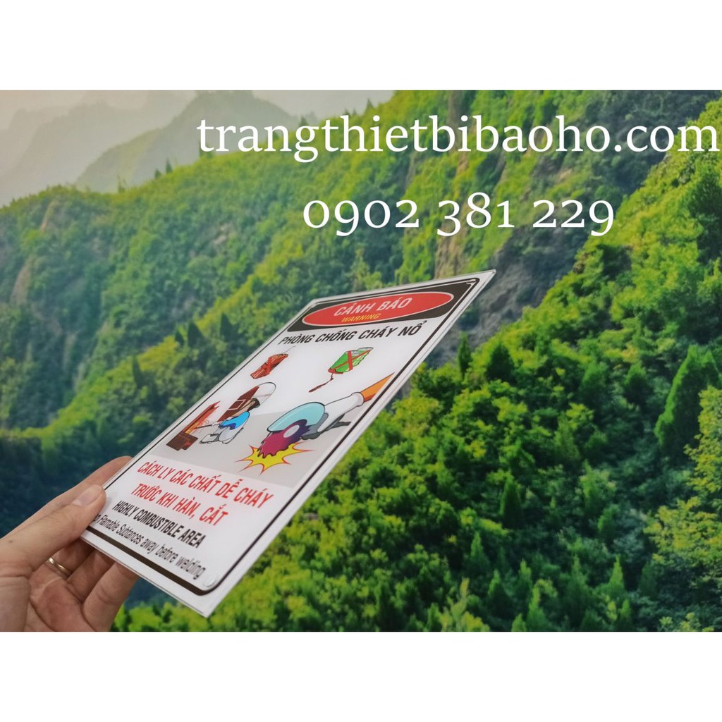 Biển cảnh báo mica Phòng Chống Cháy Nổ kích thước 15 x 21cm