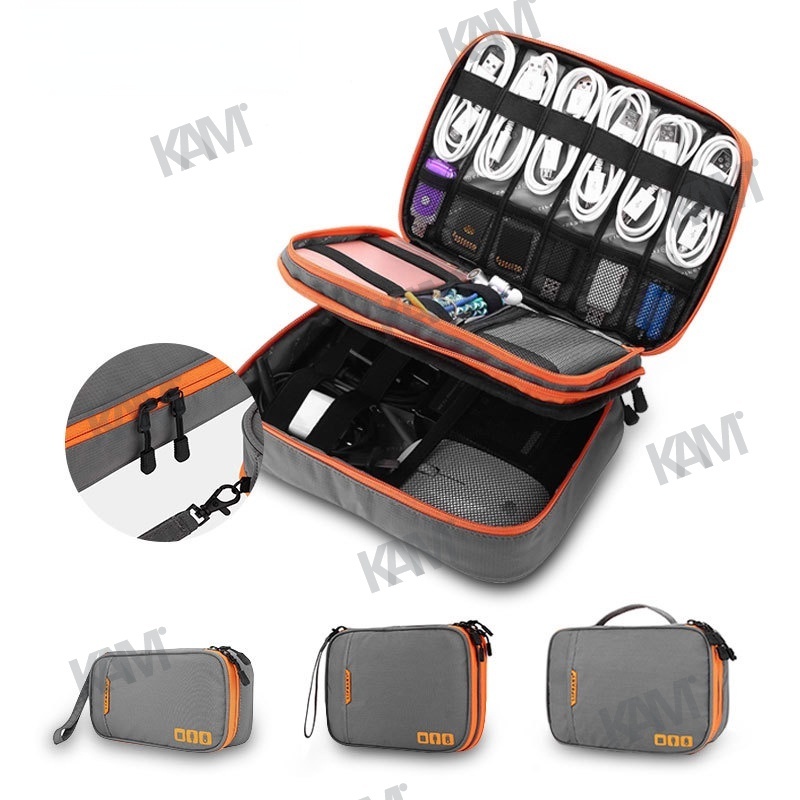 Kam Túi Đựng Dây Cáp Kỹ Thuật Số Hai Tầng Sức Chứa Lớn Đa Chức Năng Sắp Xếp Gọn Gàng Cho Ipad Tai Nghe Sạc