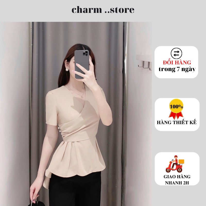 áo kiểu peplum hàn quốc mặc chơi đi làm tôn dáng dễ mặc, chất chéo hàn mềm mịn tôn dáng A15