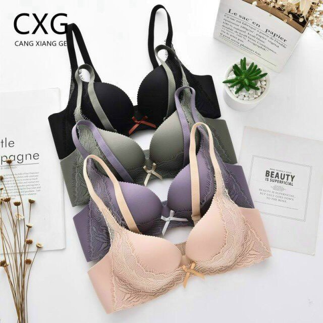 Áo lót  Hoàng Oanh Underwear, áo ngực su không gọng pha ren đệm vừa mã nơ a16