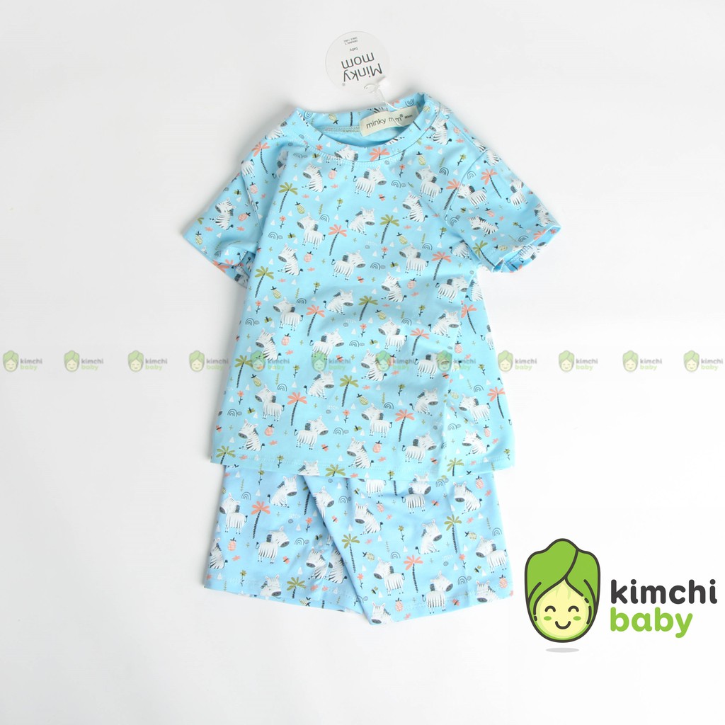 Đồ Bộ Bé Trai, Bé Gái Minky Mom Vải Cotton 100% Họa Tiết Bò Sữa In Nhỏ, Bộ Cộc Tay Cho Bé Mặc Nhà Mùa Hè MKM2126