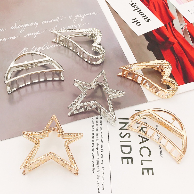 Kẹp tóc kim loại cỡ lớn thiết kế đơn giản thời trang