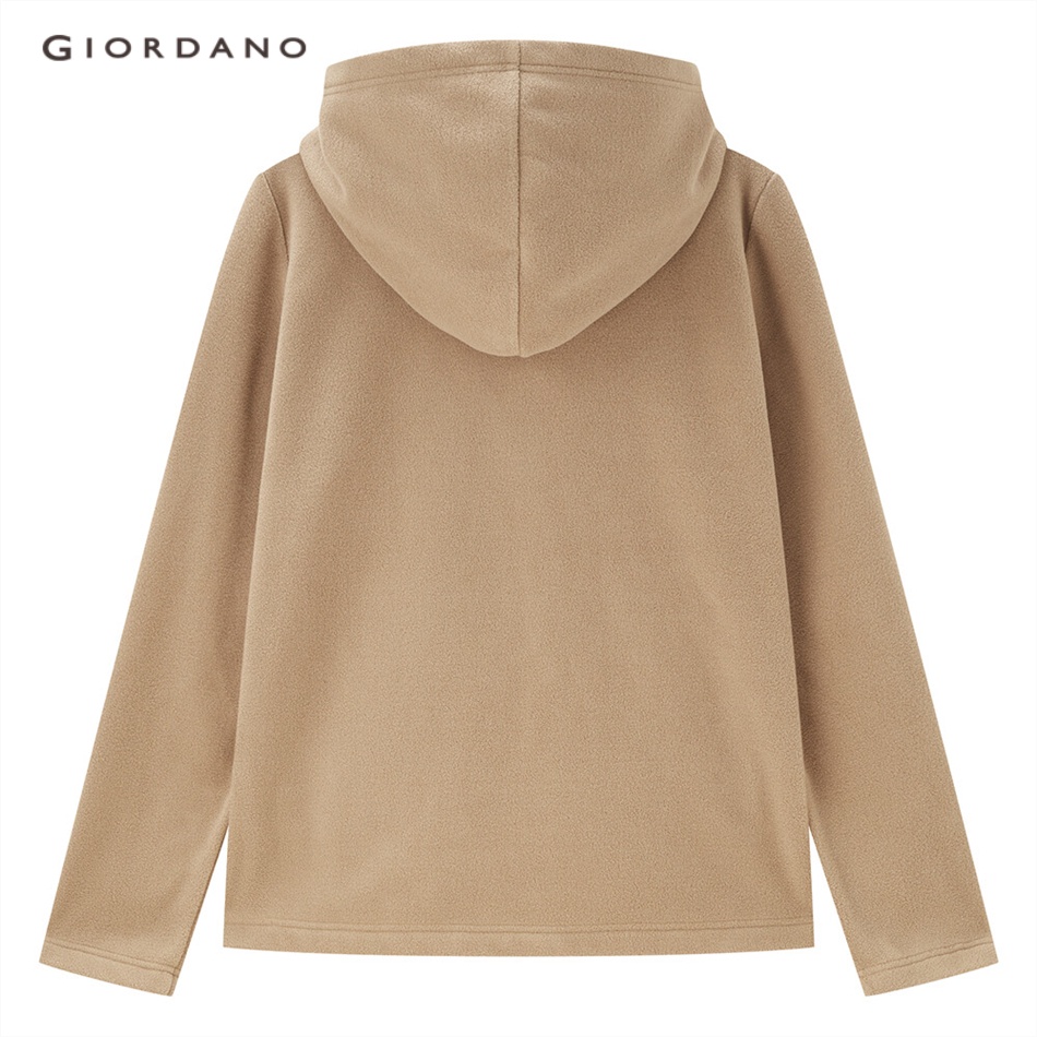 Áo khoác GIORDANO 13372820 vải nỉ dạ màu trơn có khóa kéo thời trang cho nữ