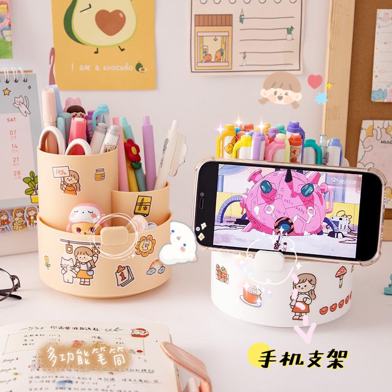Hộp Đựng Bút Để Bàn Đa Năng Dung Tích Lớn Tiện Dụng Làm Giá Đỡ Điện Thoại