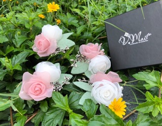 Hoa cài áo handmade - Hoa hồng đôi