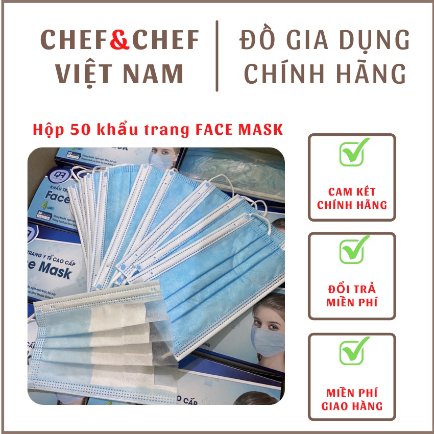 Hộp 50 khẩu trang y tế kháng khuẩn Face Mask có chứng nhận