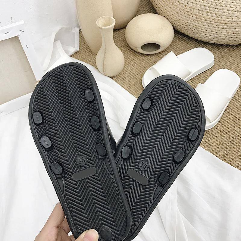 Dép nhựa đi trong nhà màu trơn đế bằng thiết kế đơn giản thời trang mùa hè phong cách hàn quốc cho nữ