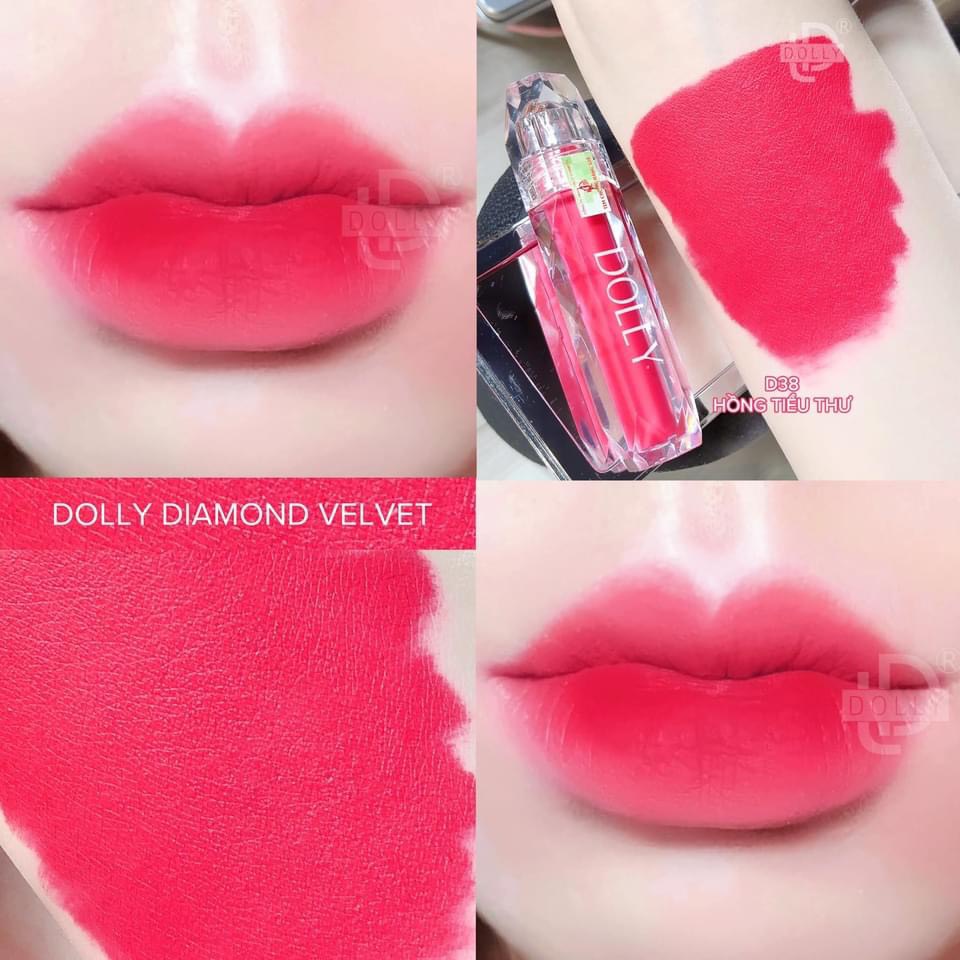 New New! [D38 Hồng Tiểu Thư] Son Kem Siêu Lì Không Chì Mềm Môi - Son Dolly Diamond Velvet Cao Cấp