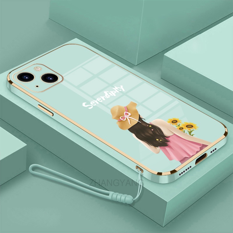ốp lưng iPhone 13 iPhone 13 pro iPhone 13 pro max Ốp Điện Thoại TPU Silicon Viền Mạ Màu Hình Cô Gái Xinh Đẹp Cho iPhone 13 iPhone 13 pro iPhone 13 pro max
