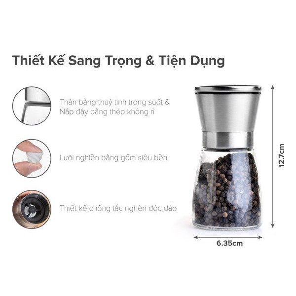 Cối xay tiêu hạt khô, cối xay tiêu lưỡi nghiền ceramic