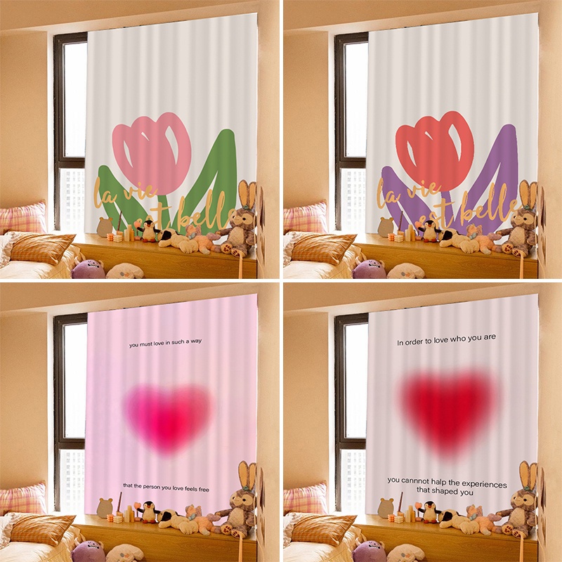 Rèm Cửa Trang Trí Cửa Sổ Họa Tiết Hoa Tulip