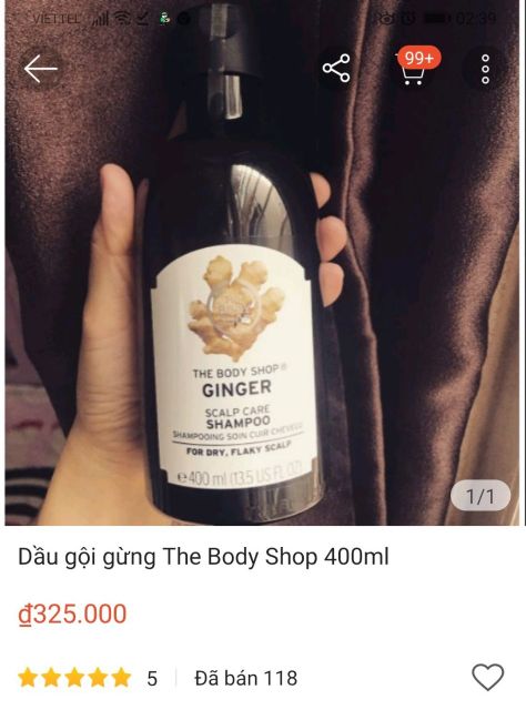 🌸🍃DẦU GỘI GỪNG TƯƠI THE BODY SHOP- Made in UK dành cho tóc khô & có gàu: