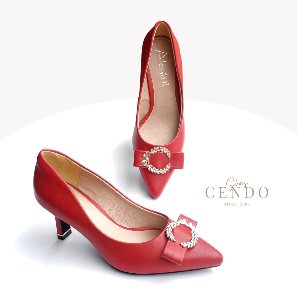 Giày ALESYA mũi nhọn, hoạ tiết C 5cm