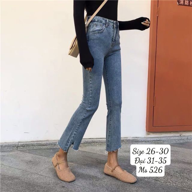 Quần jean nữ ống loe form co giãn như hình Size từ 40kg đến 70kg