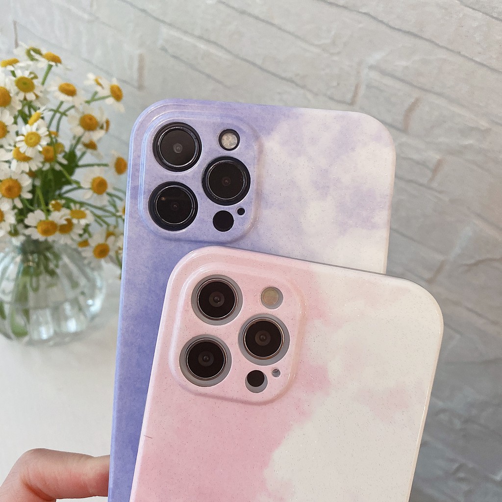 Ốp điện thoại in hình đám mây màu hồng tím thích hợp cho iPhone 7/8 Plus SE2 x xs xs max 11 12 pro promax