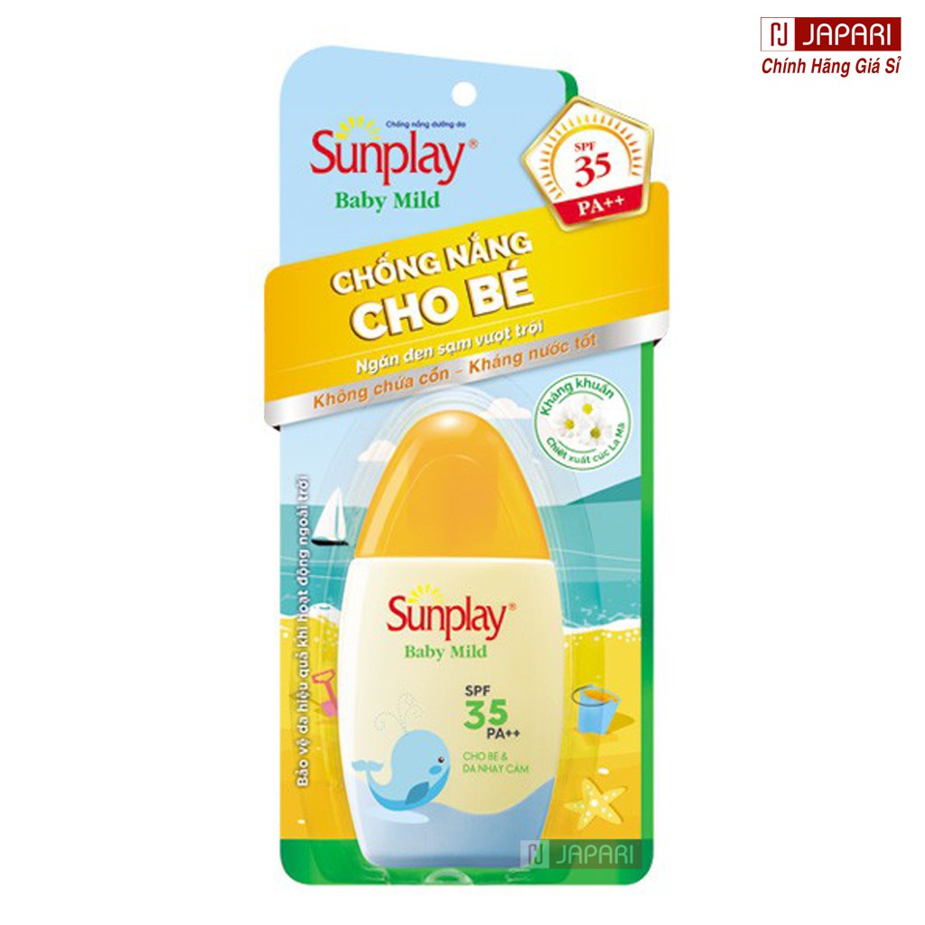 Kem Chống Nắng Sunplay Dưỡng Ẩm Trắng Da,Chống Nước,Trẻ Em- KCN Sunplay Kem Chống Nắng Cho Bé Dưỡng Da Mặt & Body Japari