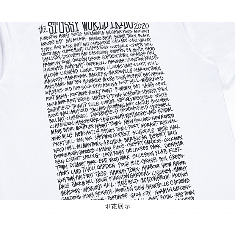 Áo thun tay ngắn dáng rộng in chữ Stussy cá tính hợp thời trang cho nam