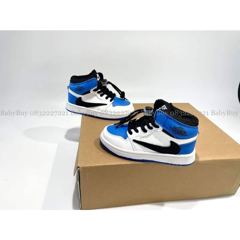 GIÀY BÉ TRAI , GIÀY SNEAKER CHO BÉ ,GIÀY JD TRẺ EM MÀU XANH TRẮNG